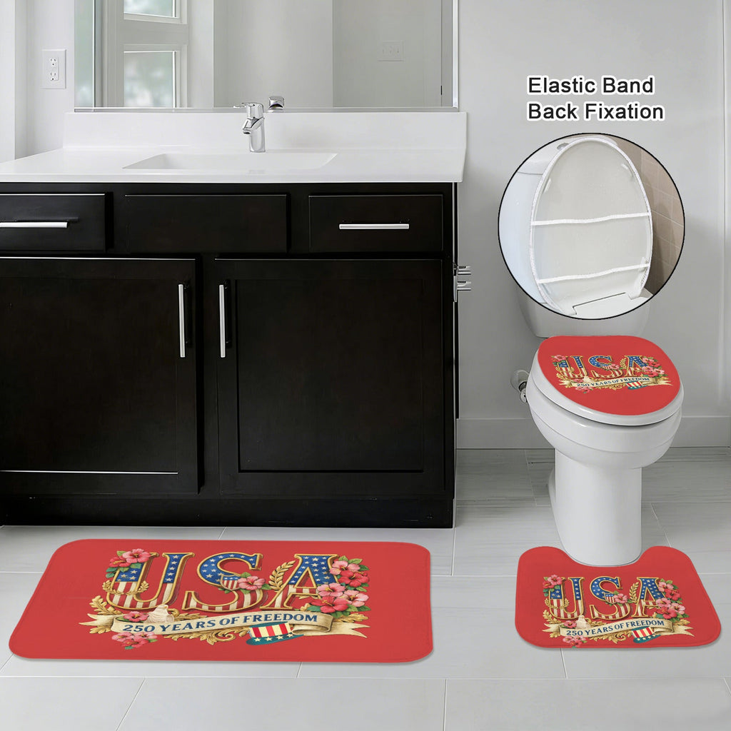 Patriotic USA 250 Years of Freedom 3-Piece Bathroom Rug Set | Ships from USA