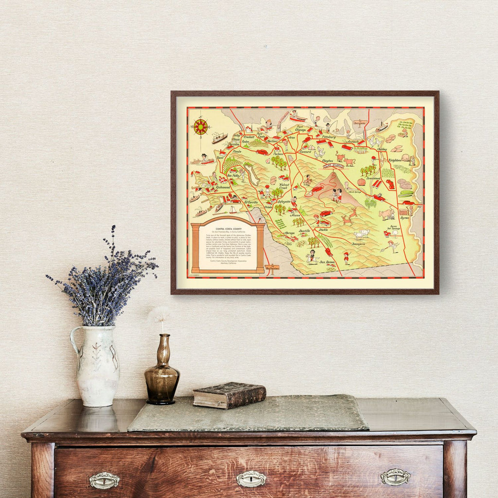 Vintage Map of Contra Costa County, California 1930
