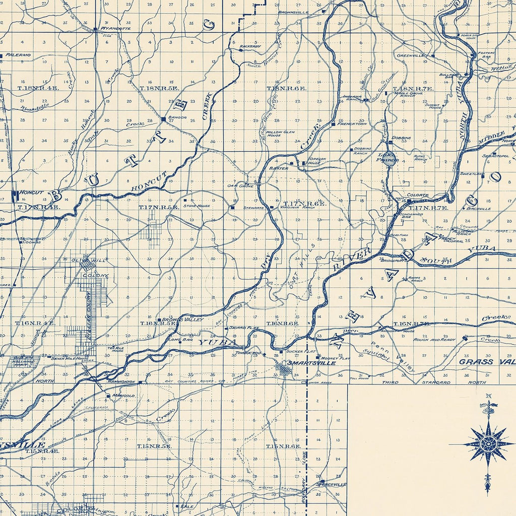 Vintage Map of Yuba County, California 1913