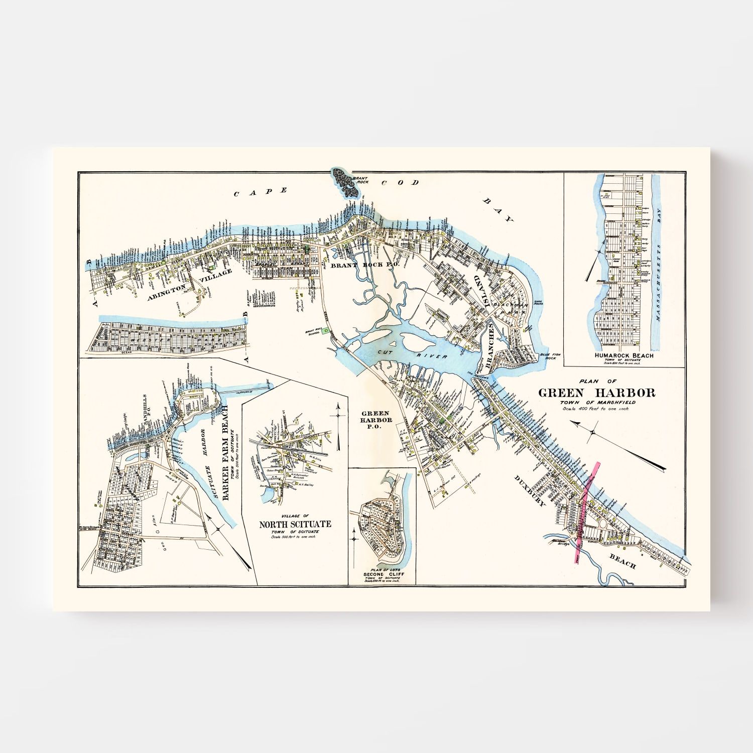 Vintage Map of Green Harbor Town, Massachusetts 1903