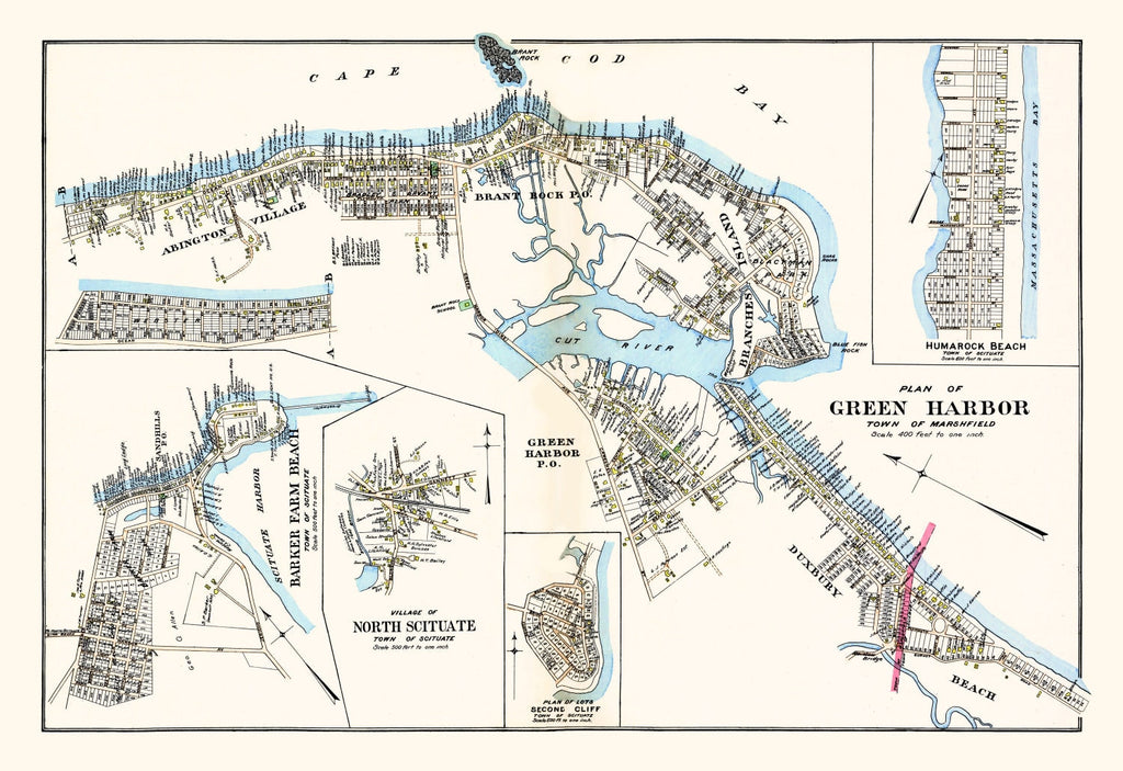 Vintage Map of Green Harbor Town, Massachusetts 1903