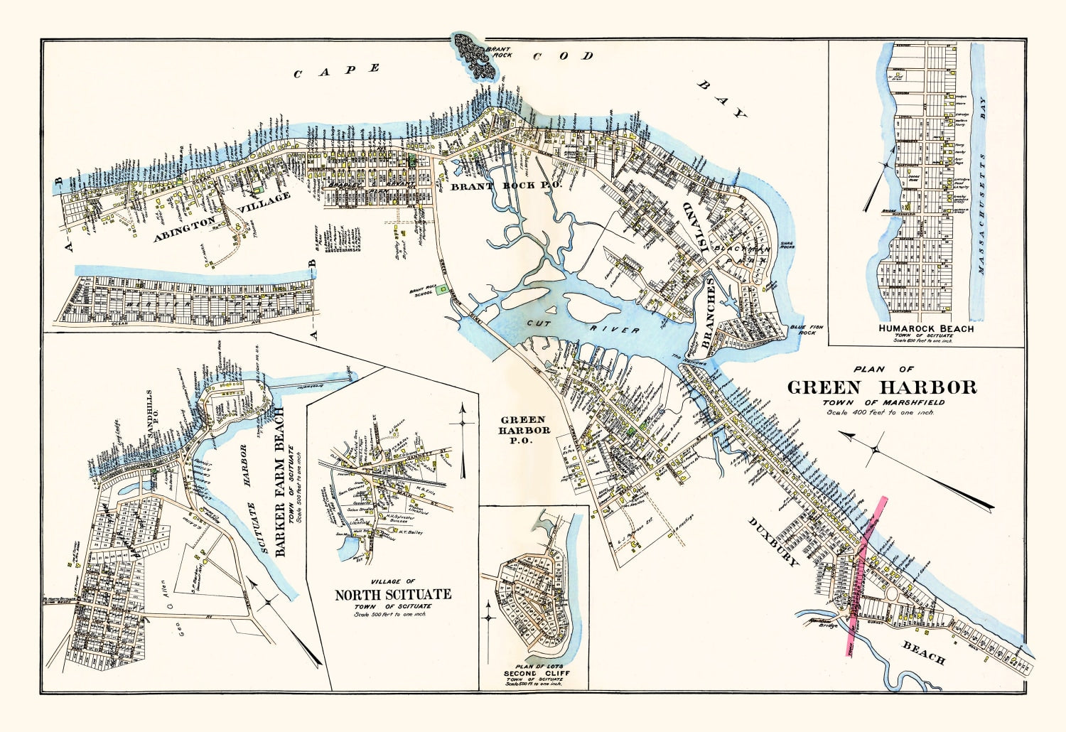Vintage Map of Green Harbor Town, Massachusetts 1903