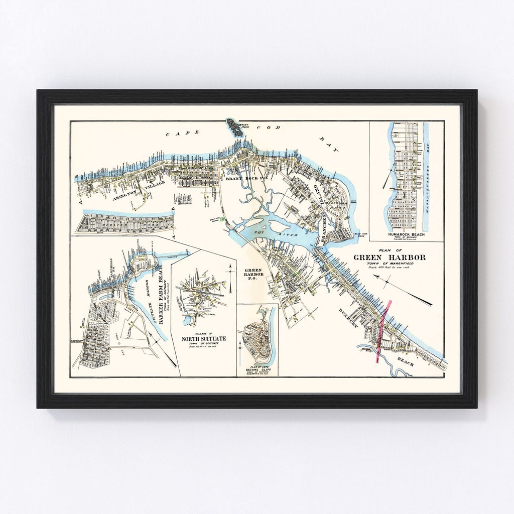 Vintage Map of Green Harbor Town, Massachusetts 1903