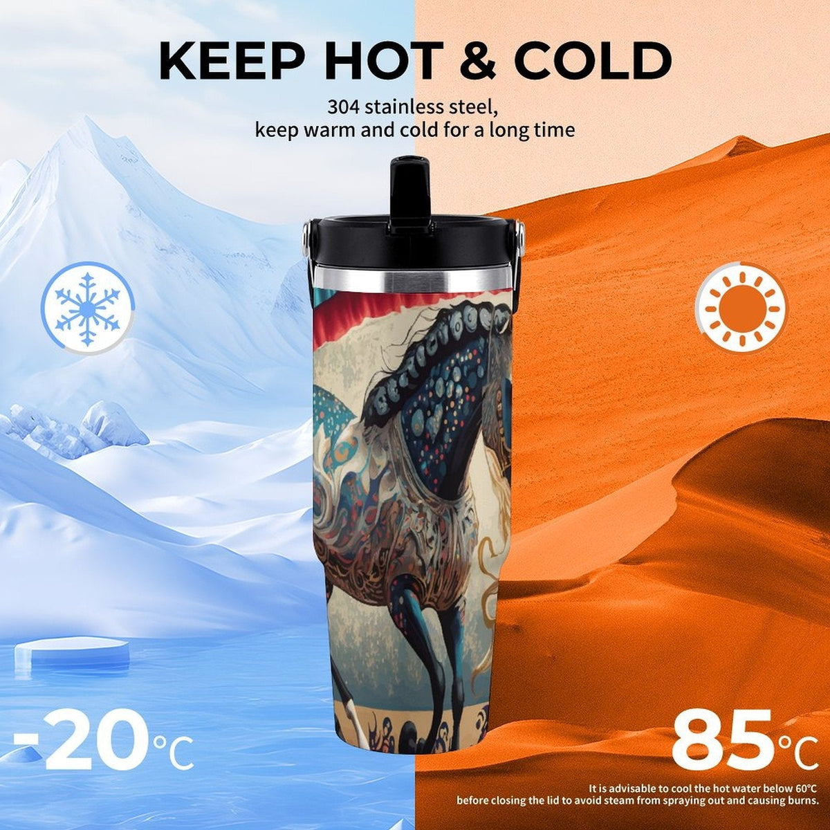 Bejeweled Horse 30 oz Stainless Steel Water Bottle Tumbler
