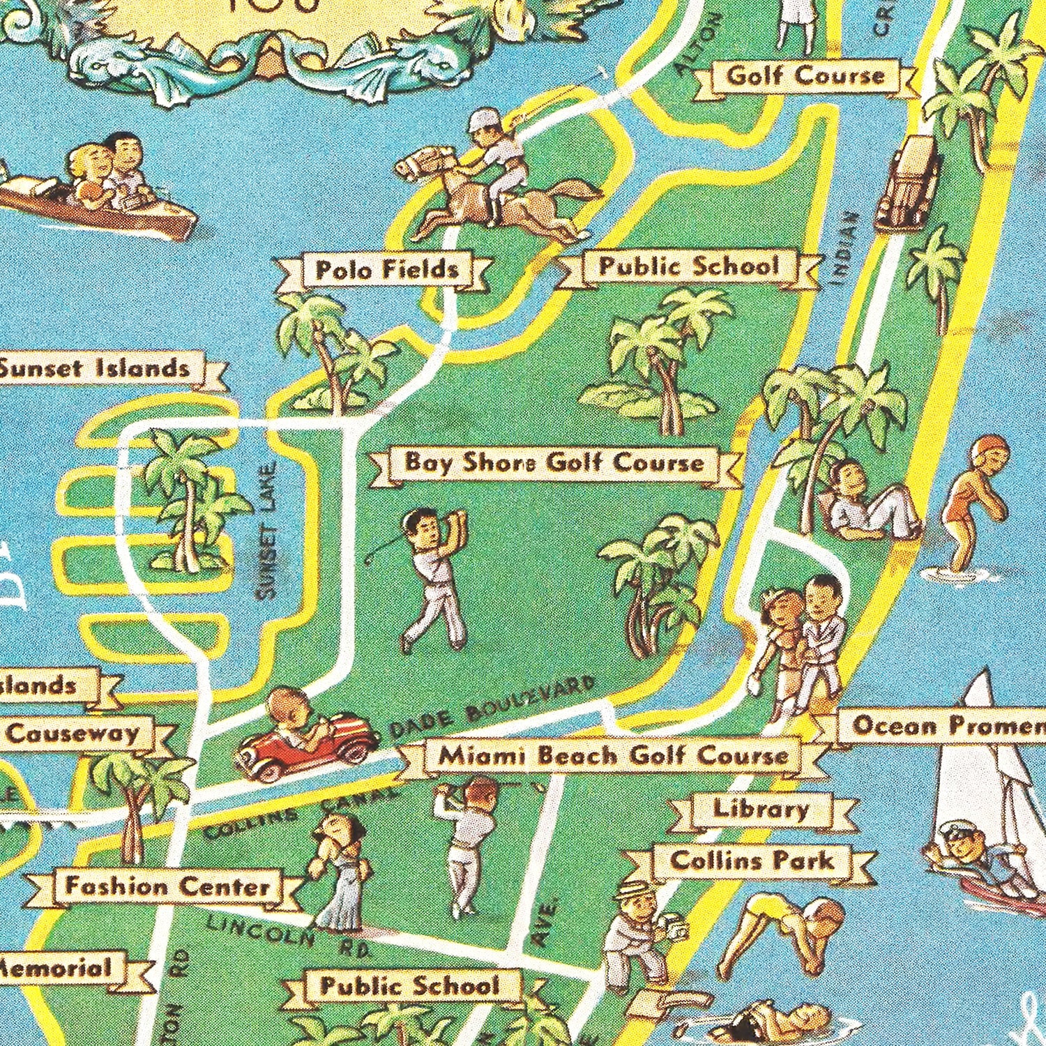 Vintage Map of Miami Beach, 1936
