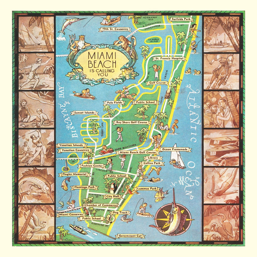 Vintage Map of Miami Beach, 1936