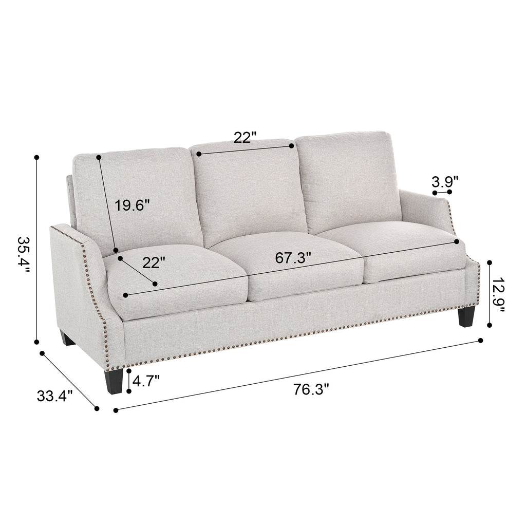 3 Piece Living Room Sofa Sets, Sectional Couch and Loveseat and Armchair Set, Modern 3 Seater Sofa + 2 Seater Couch+ Accent Chair Furniture Set for Apartment