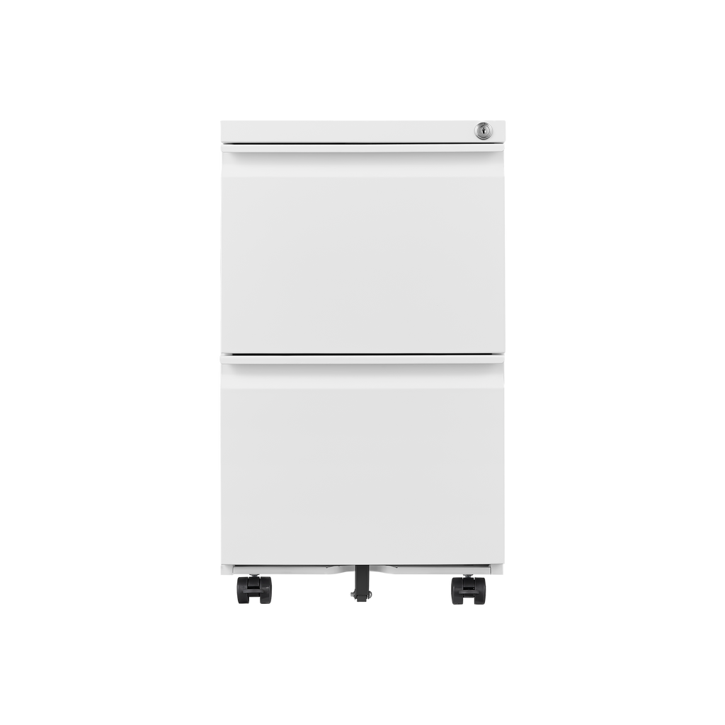 Metal 2 Drawer Mobile File Cabinet with Lock, Under Desk Office Steel Filing Cabinet, White, 25.6''H Legal/Letter Size Files Storage