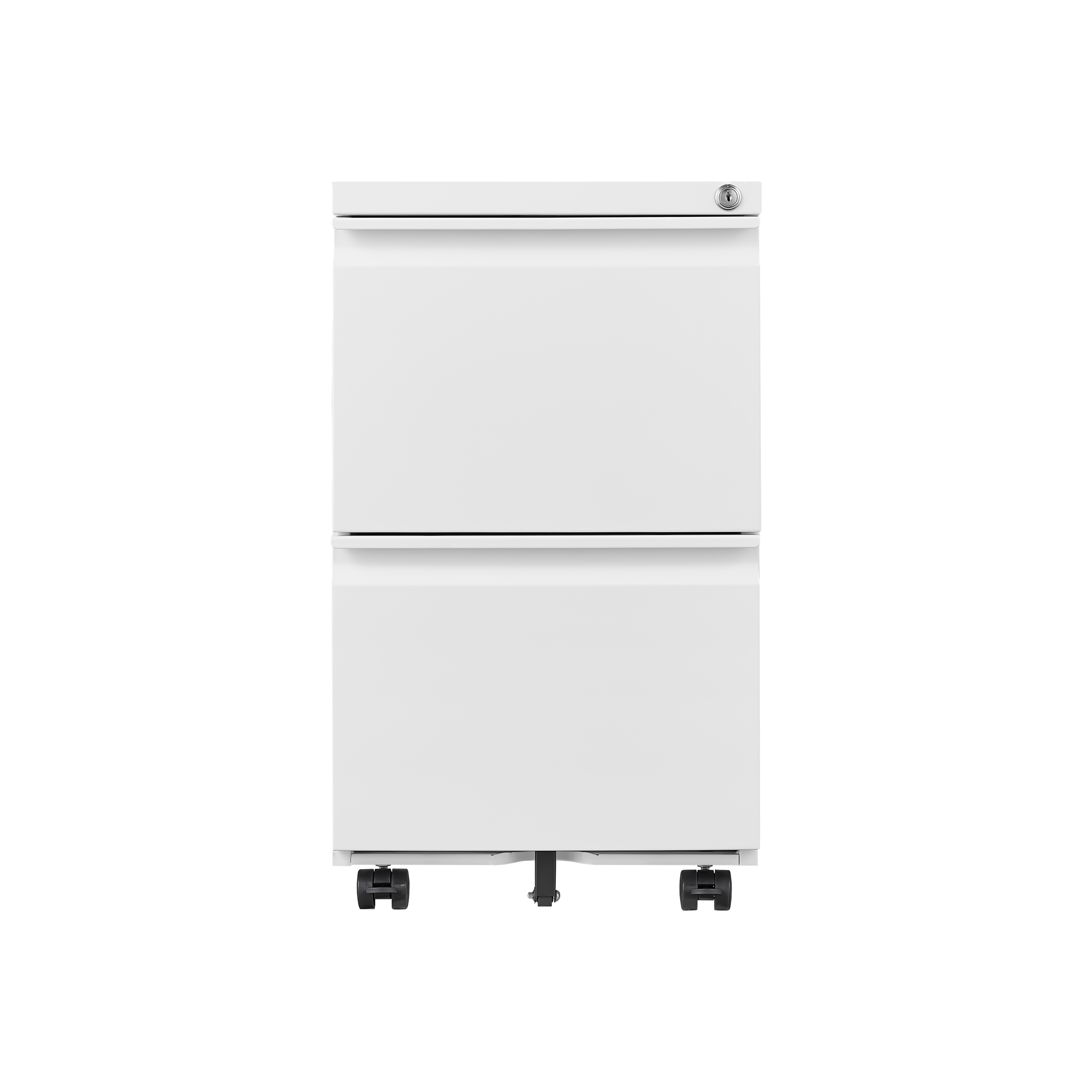 Metal 2 Drawer Mobile File Cabinet with Lock, Under Desk Office Steel Filing Cabinet, White, 25.6''H Legal/Letter Size Files Storage