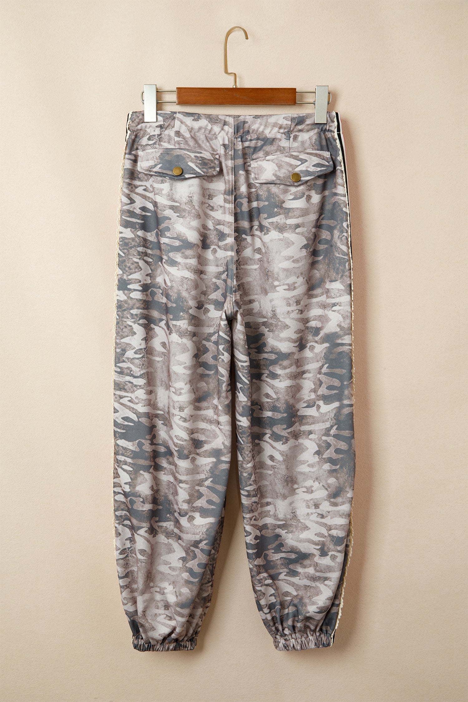 Camo Stripe Side Patchwork Drawstring Pants