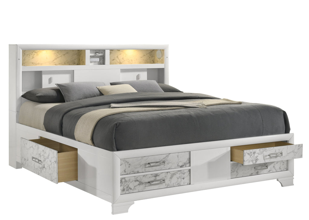 Soul Modern Style Queen 5PC Bedroom Set Made with wood in White(CA Inventory)