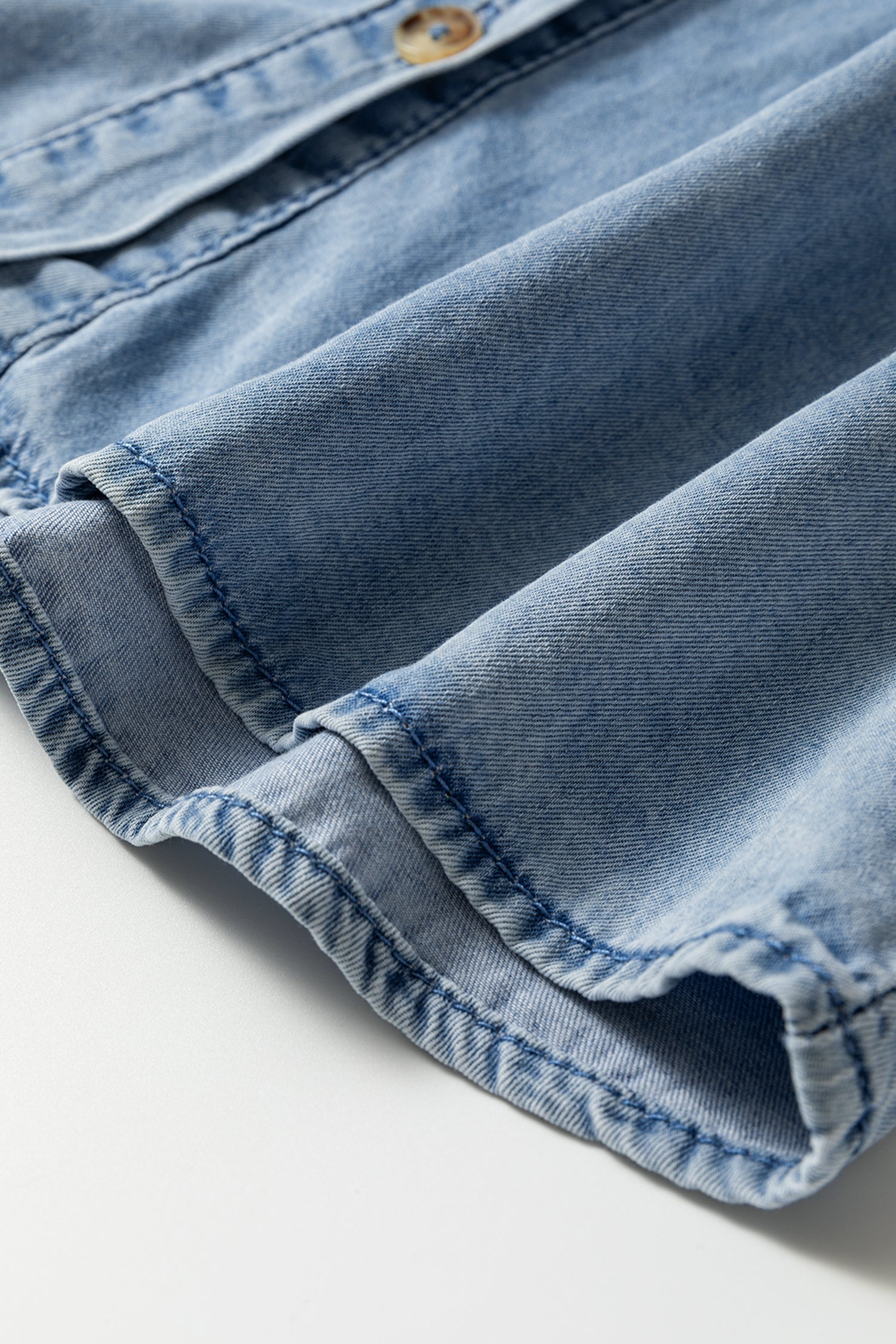 Western Denim Ruffle Peter Pan Collar Shirt