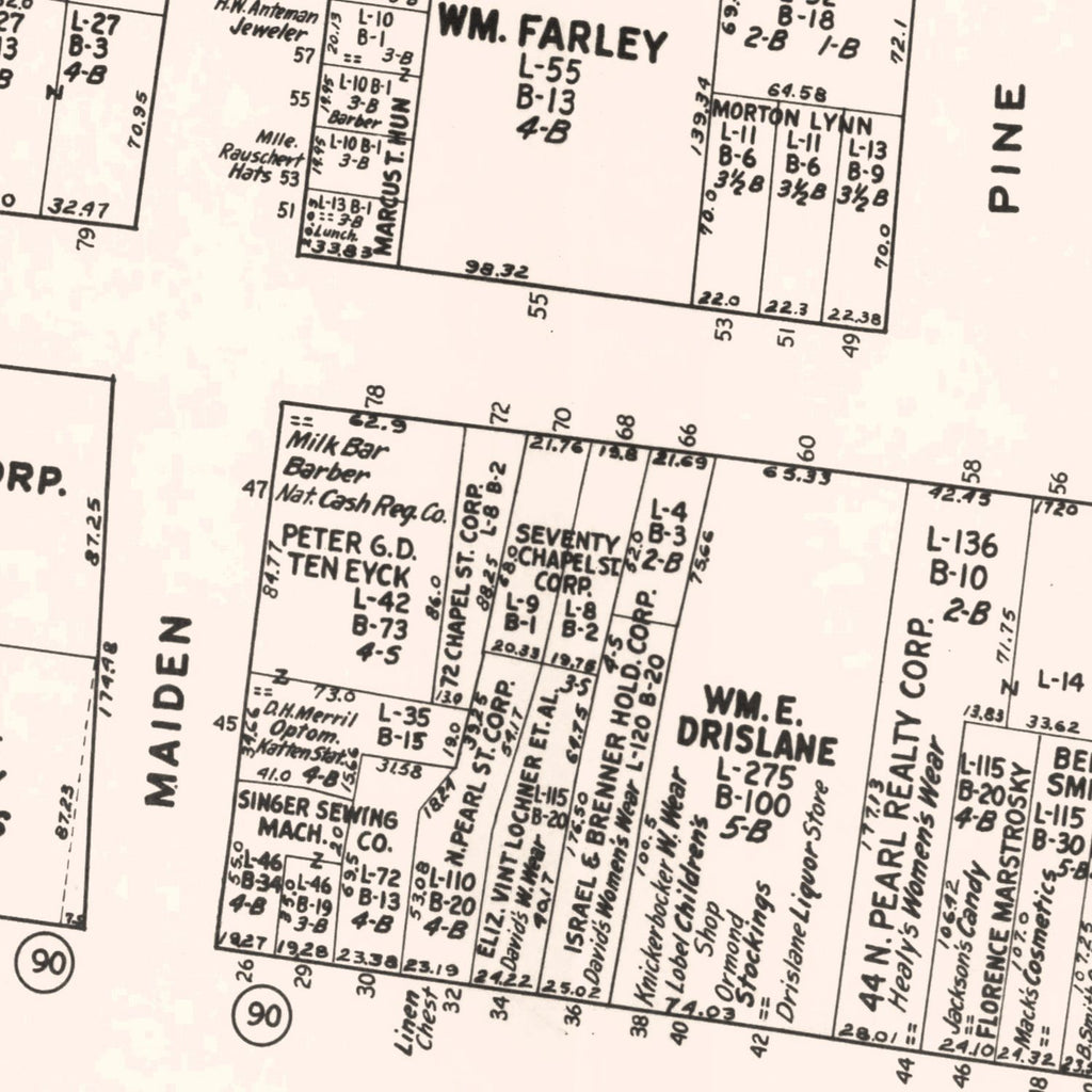 Vintage Map of Albany, NY Business Section 1947