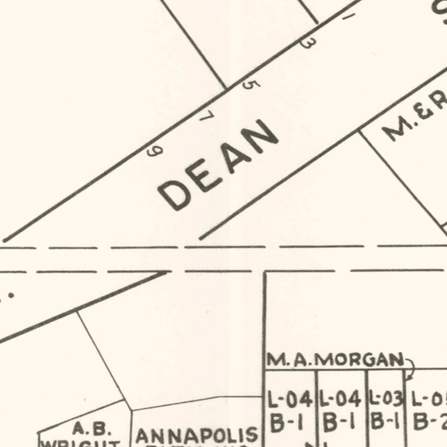 Vintage Map of Annapolis, MD Business Section 1947