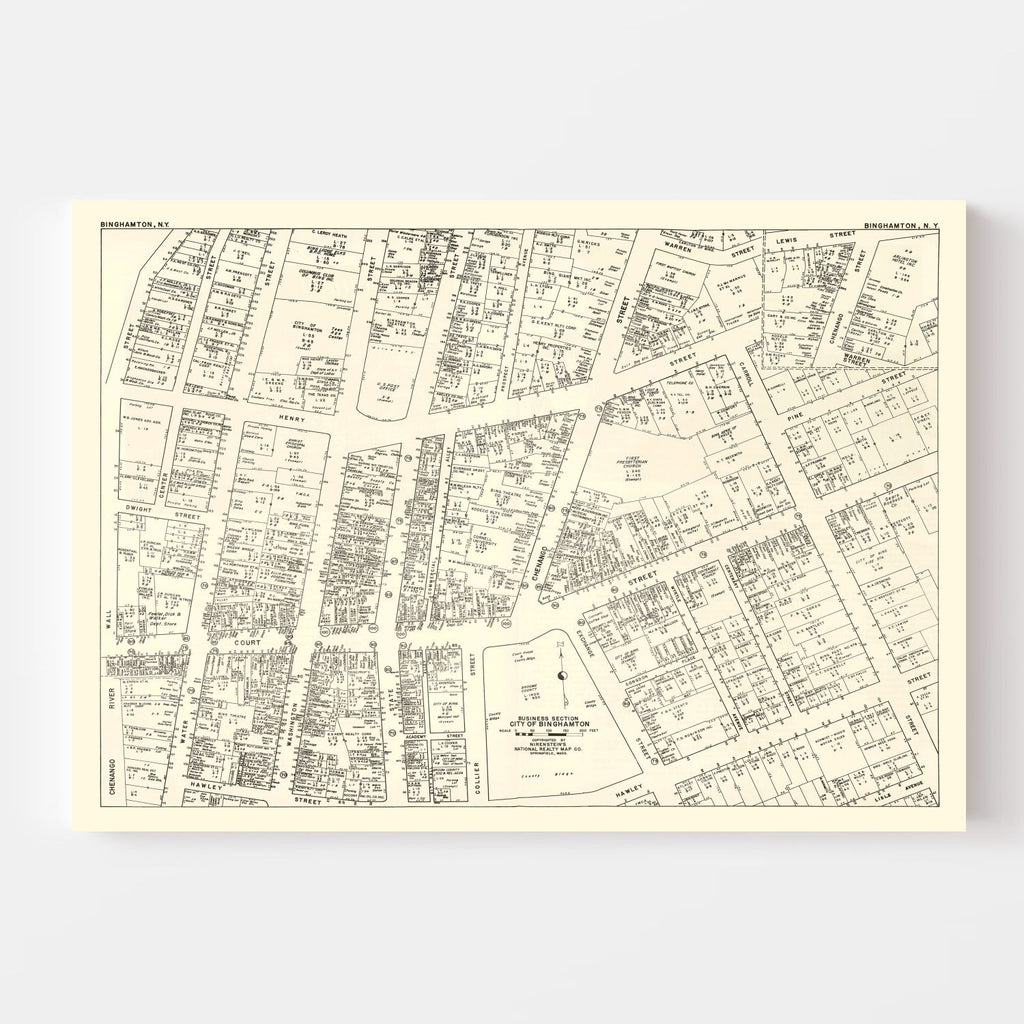 Vintage Map of Binghamton, NY Business Section 1947