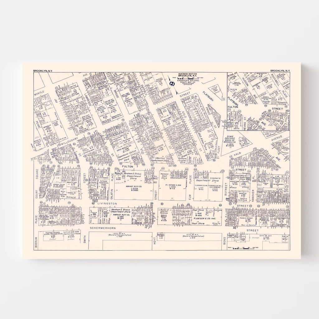 Vintage Map of Brooklyn, NY Business Section 1947