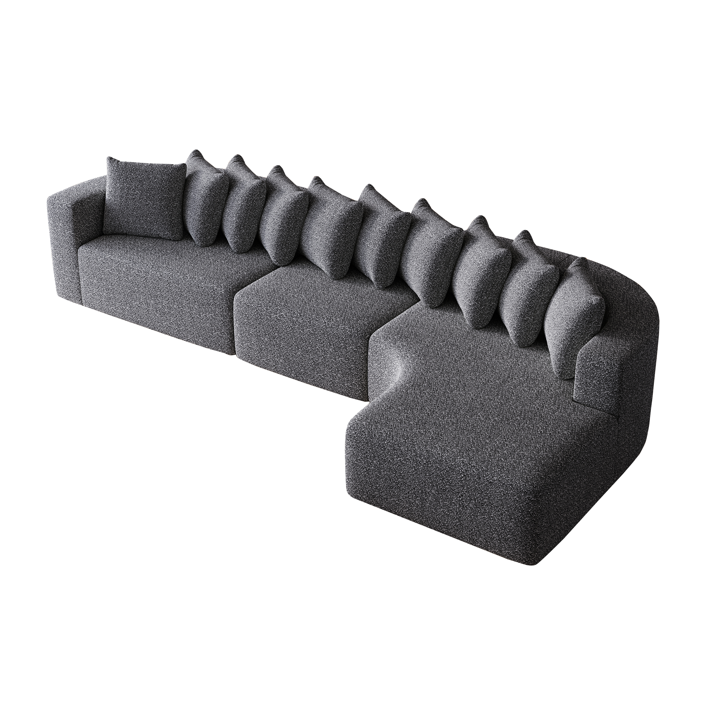 131.1-inch Chenille Sectional Sofa Set, Modern Cloud-Shaped Curved Sofa, Includes 10 Pillows, Living Room Fabric Corner Sofa, L-Shaped Modular Sofa (Right Chaise)