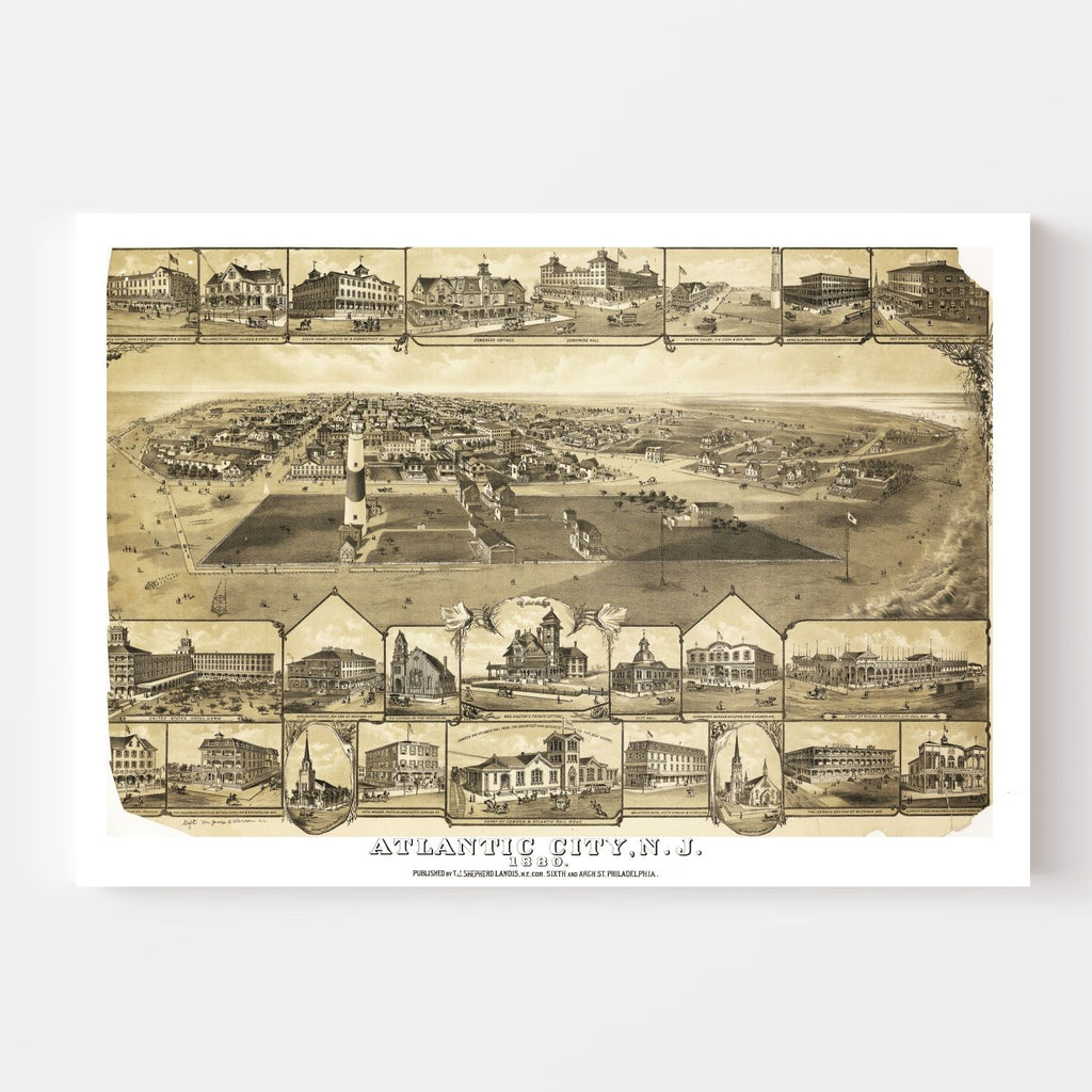 Vintage Map of Atlantic City, New Jersey 1880