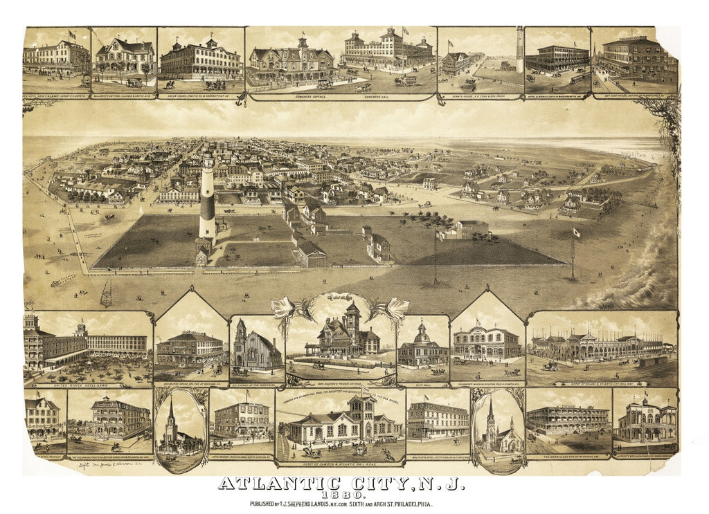 Vintage Map of Atlantic City, New Jersey 1880