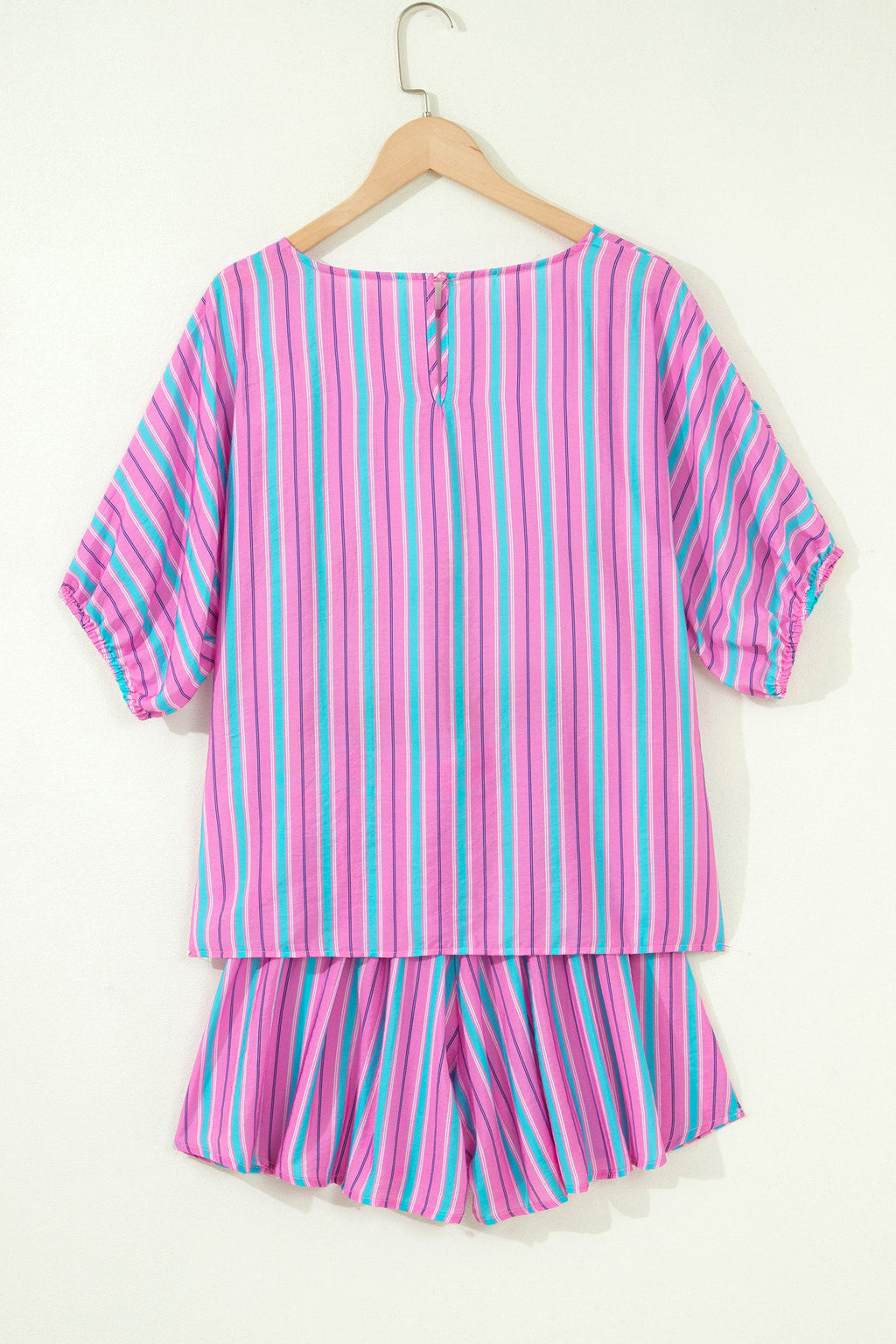Stripe Dolman Short Sleeve Blouse & Short Set