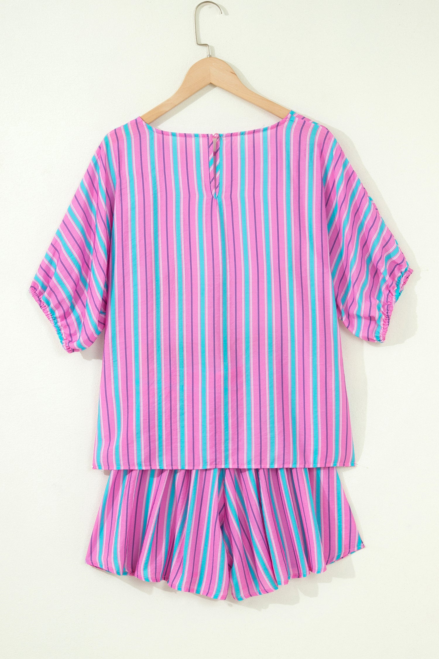 Stripe Dolman Short Sleeve Blouse & Short Set