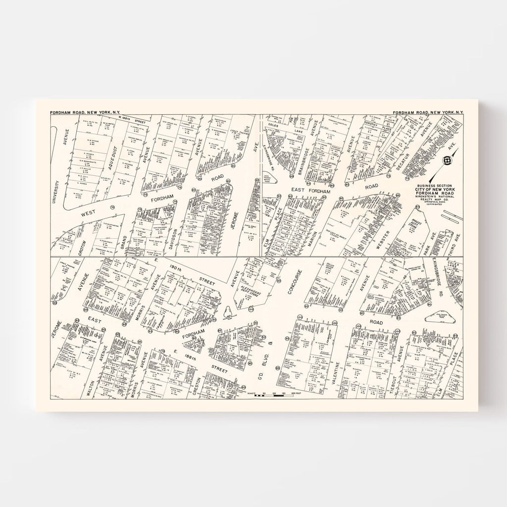 Vintage Map of New York City, NY Business Section 1947