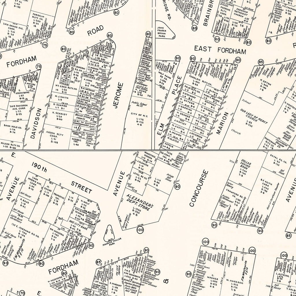 Vintage Map of New York City, NY Business Section 1947