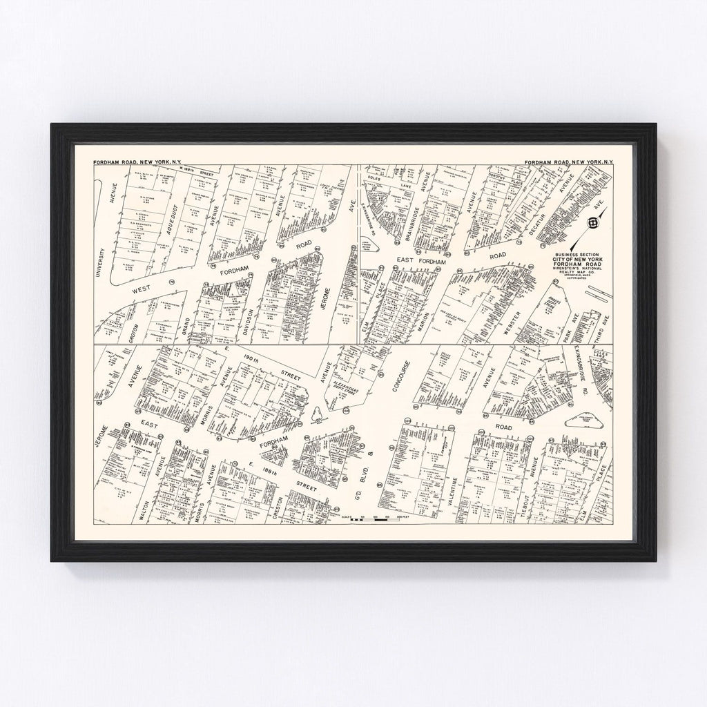 Vintage Map of New York City, NY Business Section 1947