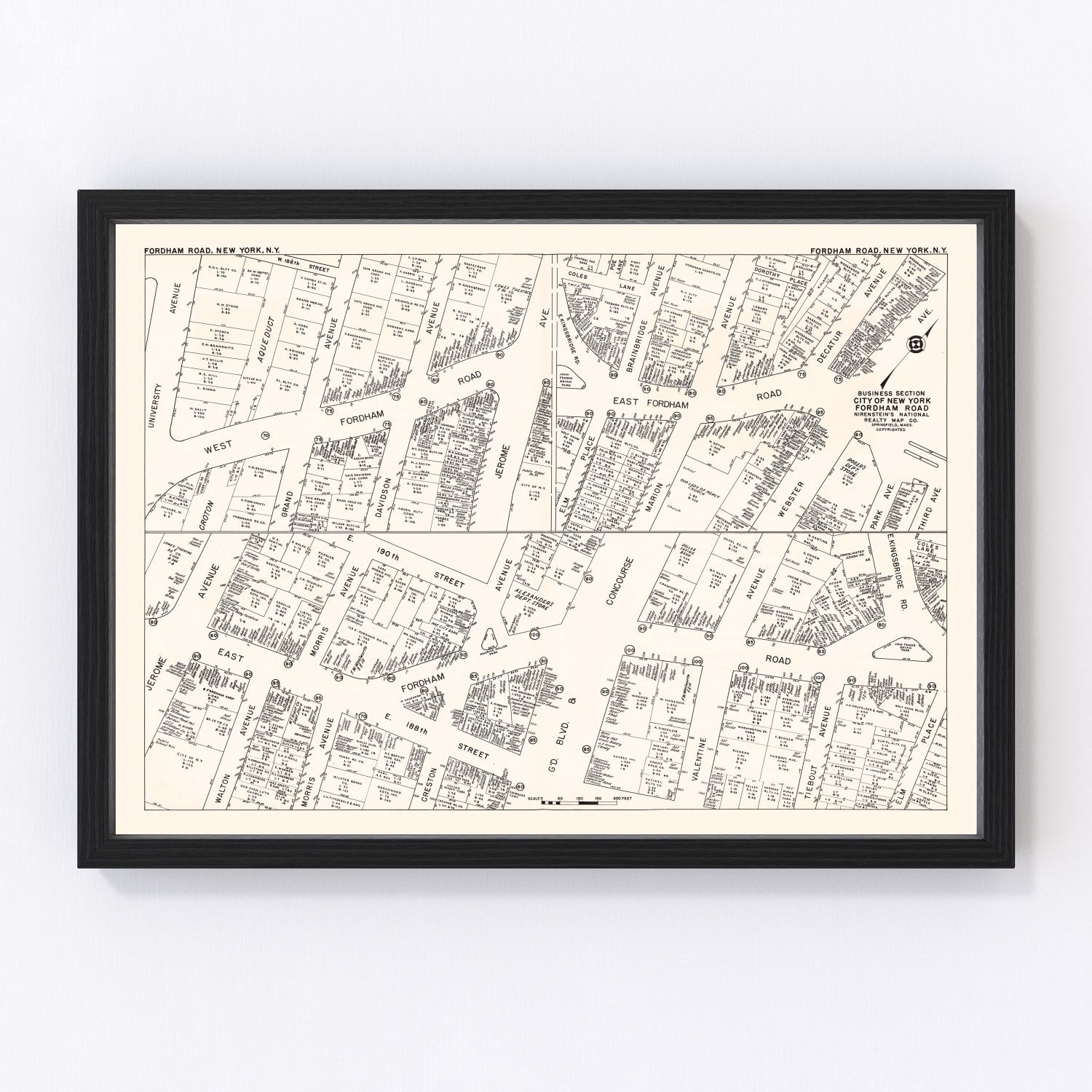 Vintage Map of New York City, NY Business Section 1947