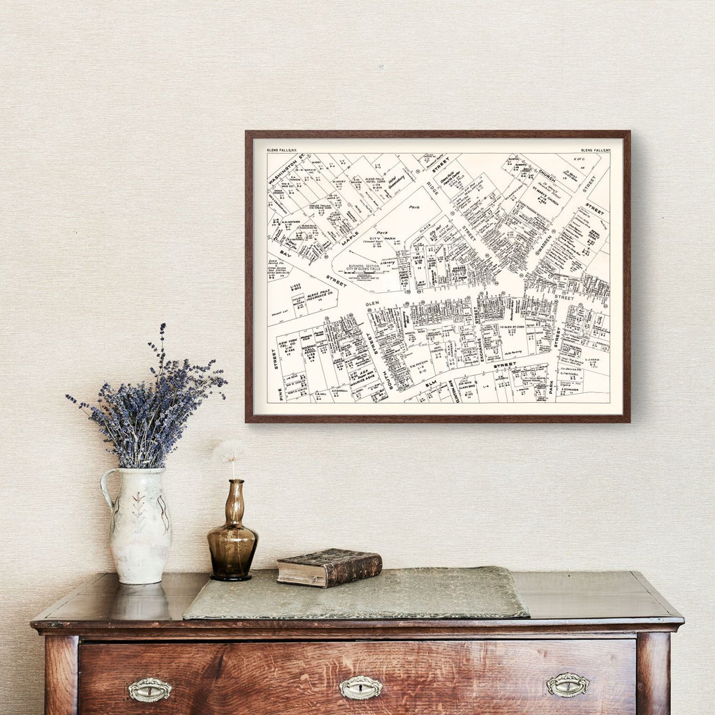 Vintage Map of Glens Falls, NY Business Section 1947