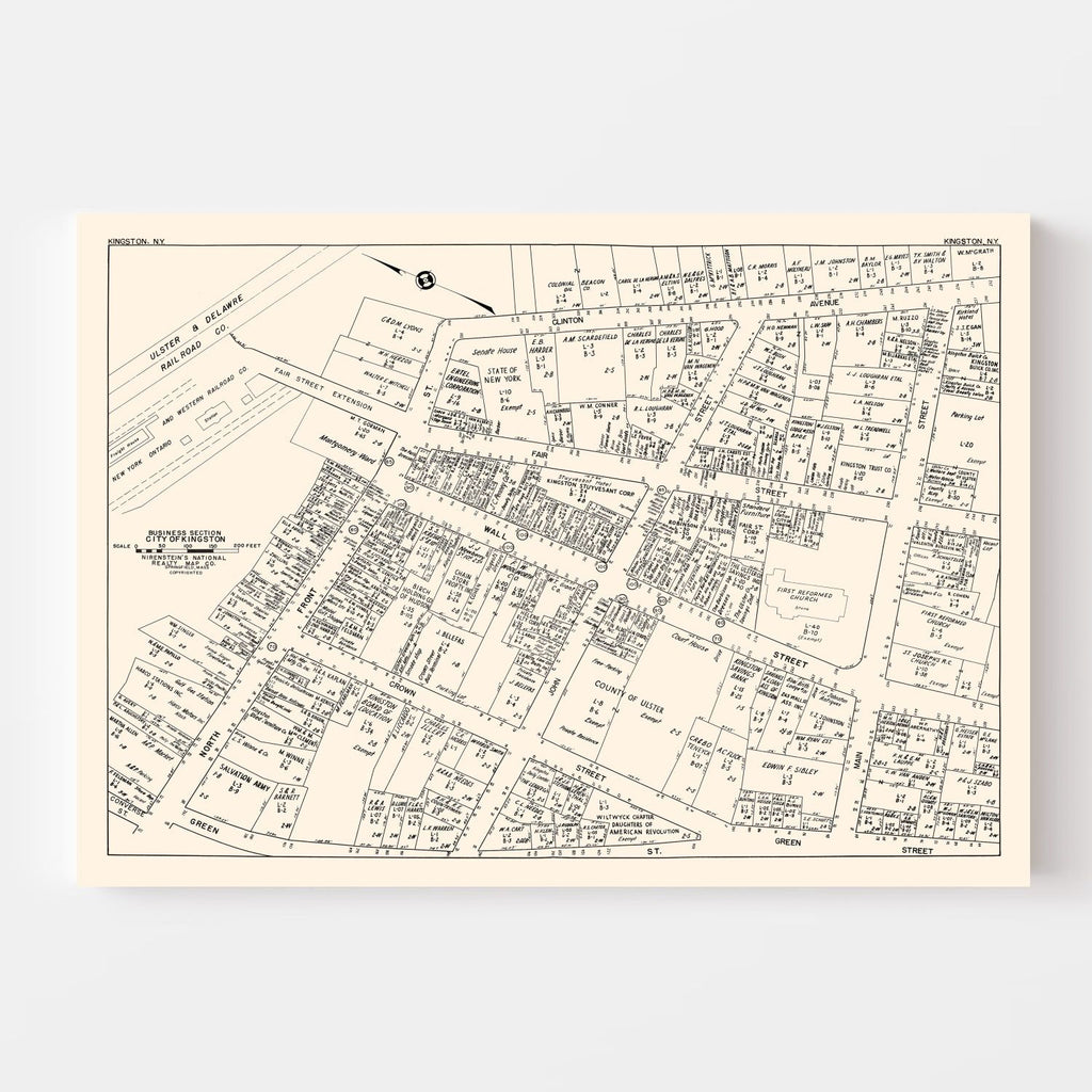 Vintage Map of Kingston, NY Business Section 1947