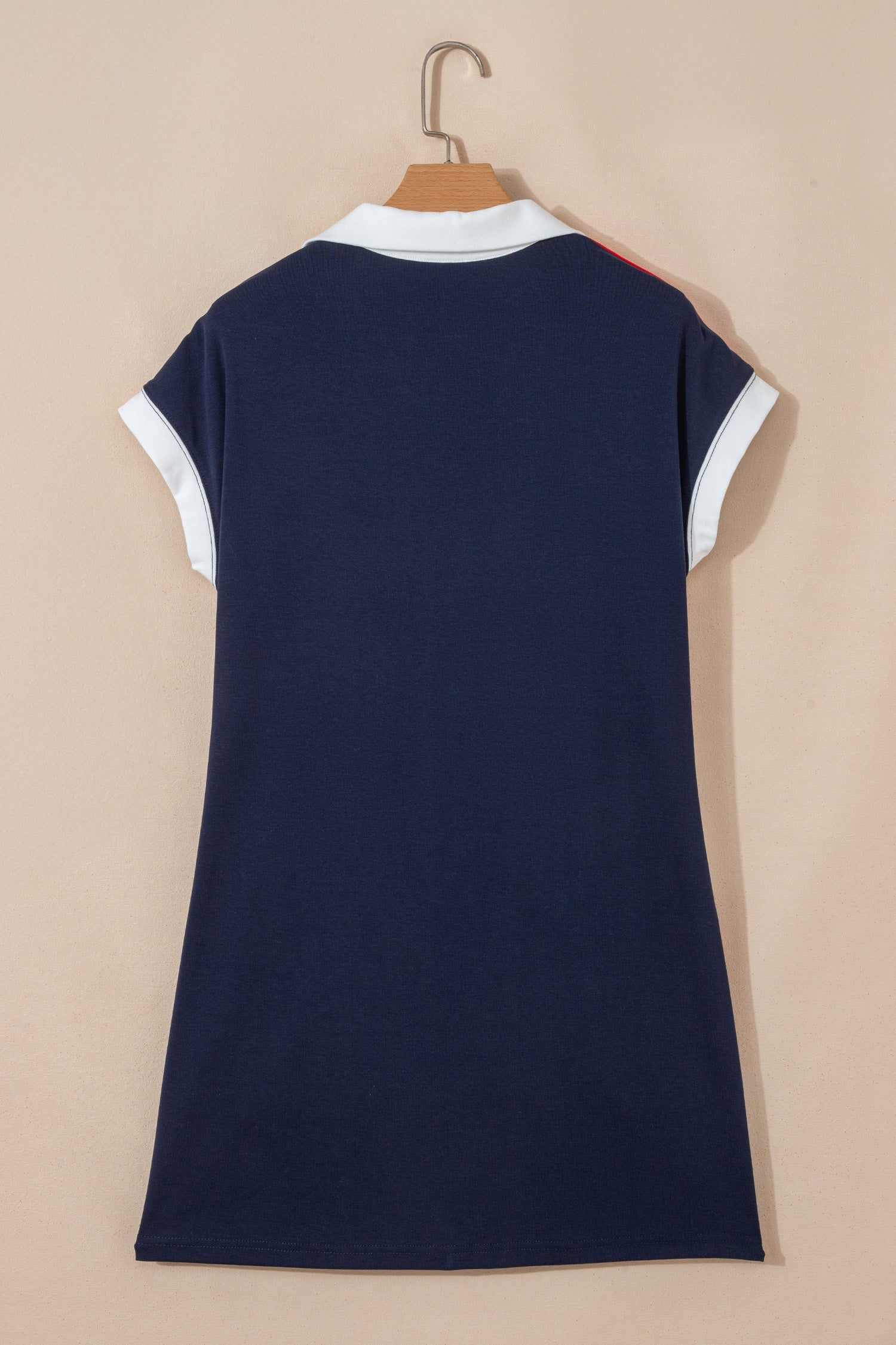 Americana Colorblock Stripe Zip Collar Mini Dress