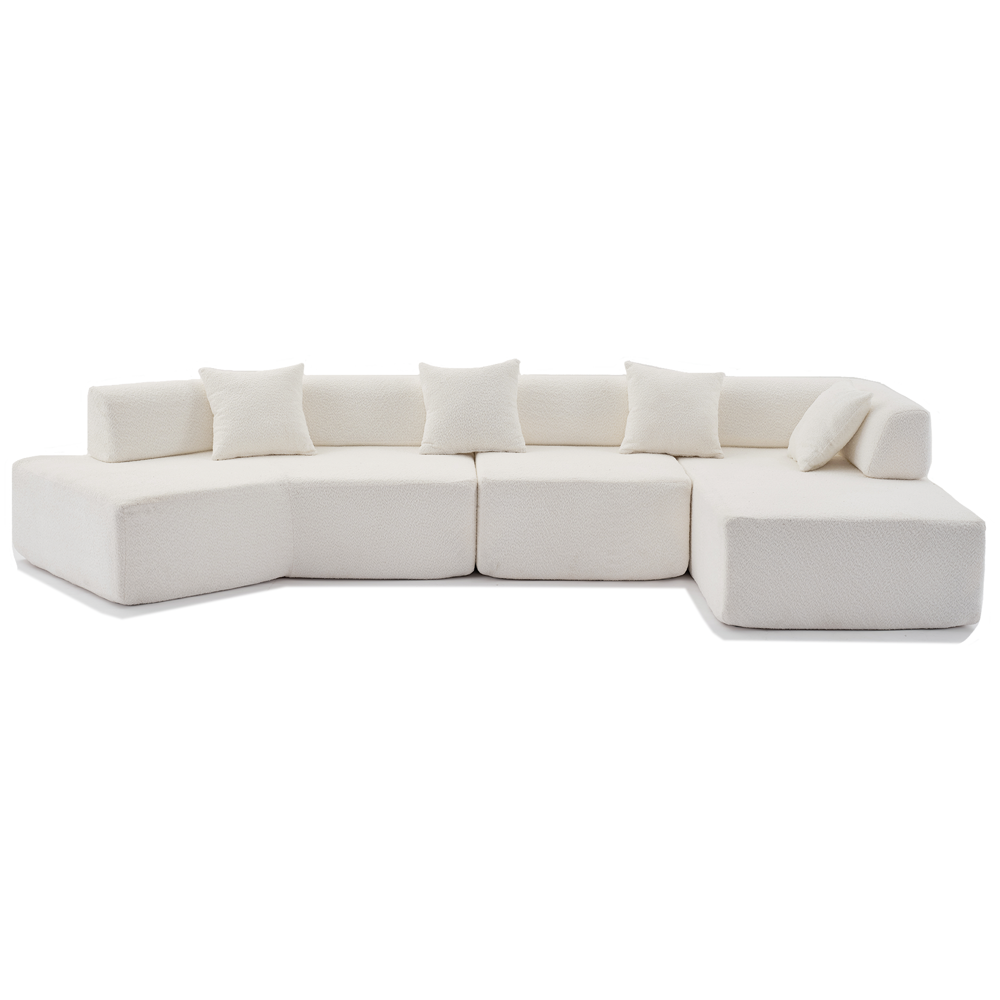 [NEW ARRIVED] [VIDEO PROVIDED]Modern Minimalist 140' L-Shape Couch ,No Assembly Required,Boucle,Modular Sofa ,Couch with Chaise,Free Combination Foam-Filled Sofa, 4 Seats,White