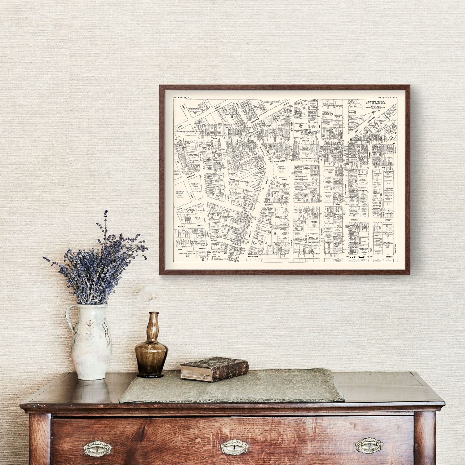 Vintage Map of Paterson, NJ Business Section 1947