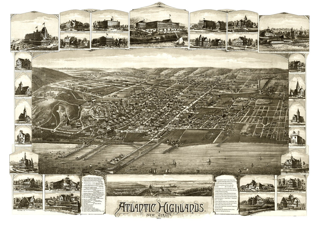 Vintage Map of Atlantic Highlands, New Jersey 1894