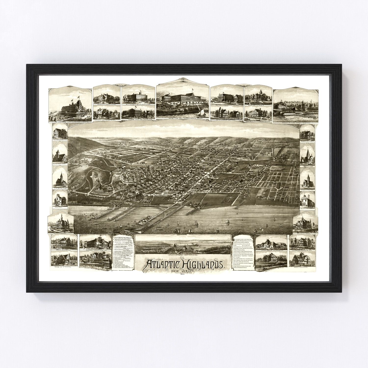 Vintage Map of Atlantic Highlands, New Jersey 1894