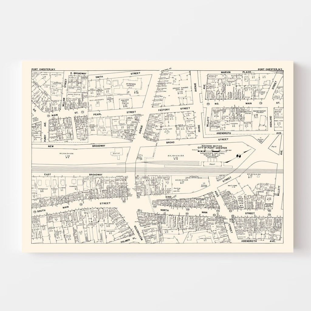 Vintage Map of Port Chester, NY Business Section 1947