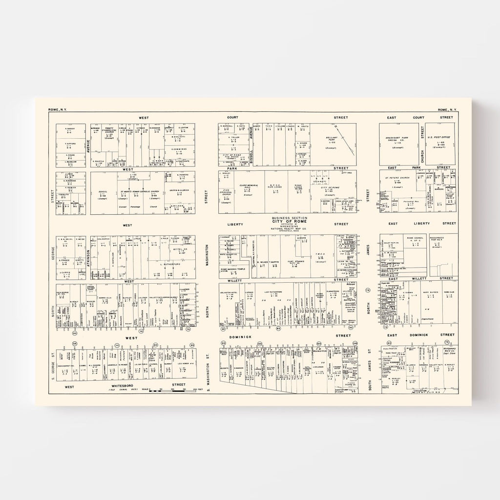 Vintage Map of Rome, NY Business Section 1947