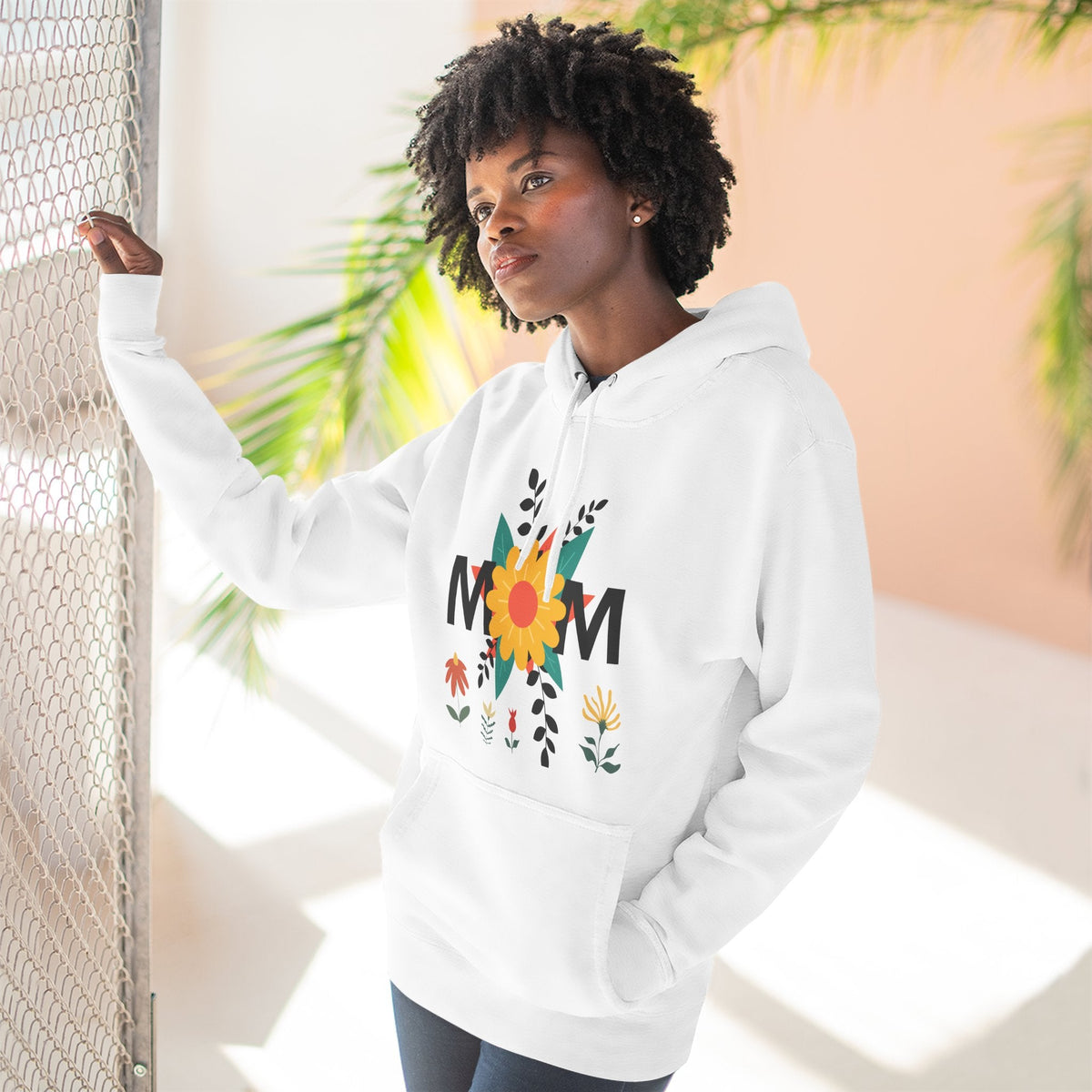 Mom Floral Pattern Three-Panel Fleece Hoodie