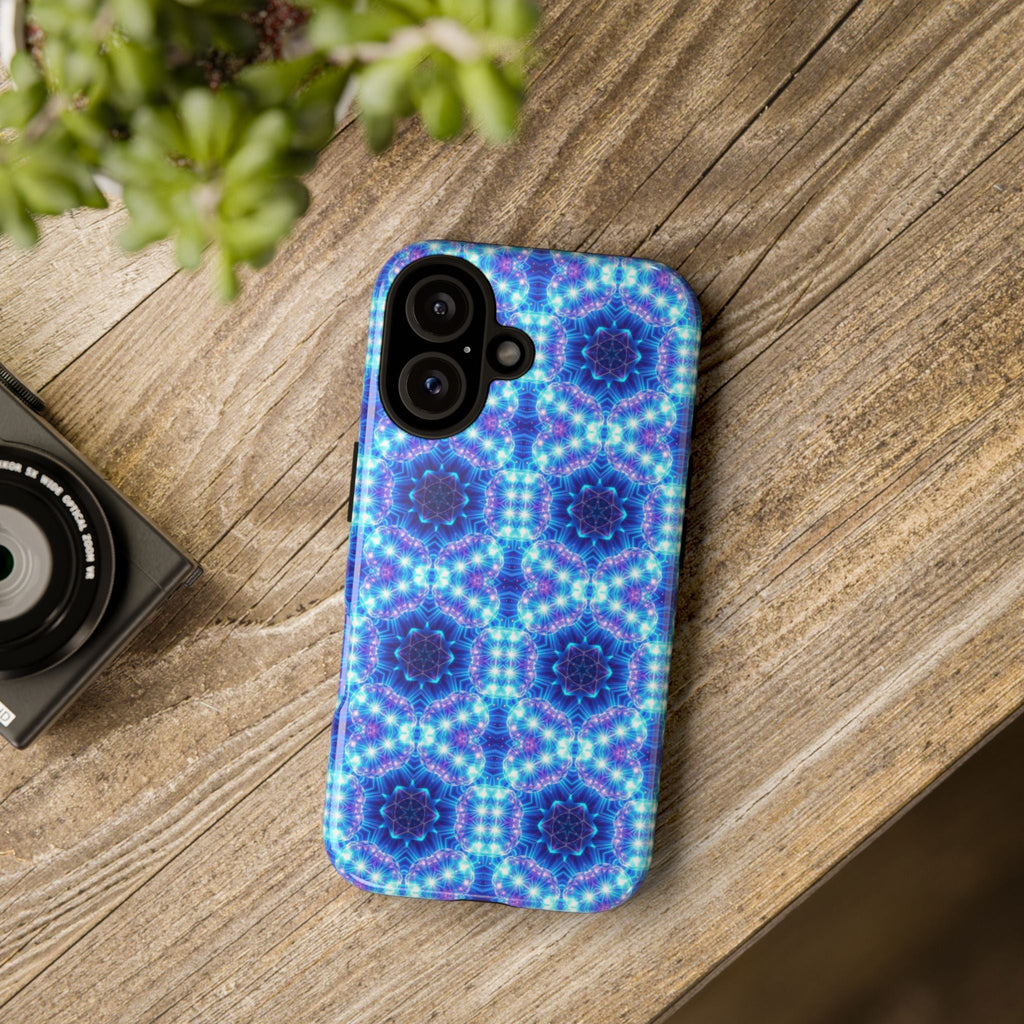 Blue Mandalas with Neon Lights Tough Phone Cases