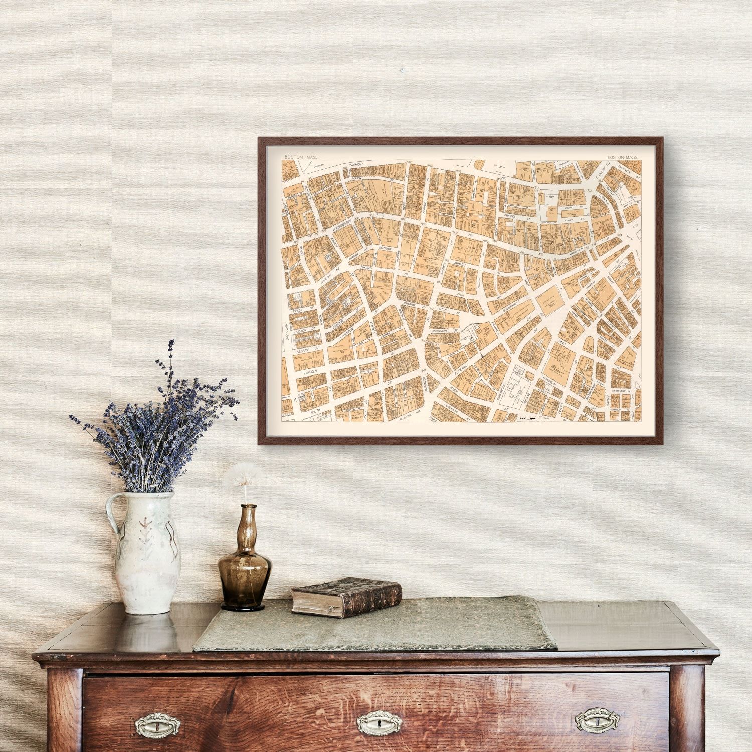 Vintage Map of Boston, MA Business Section 1946
