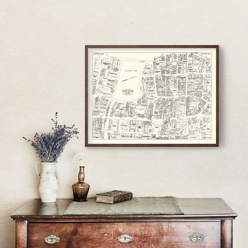 Vintage Map of Hartford, CT Business Section 1946