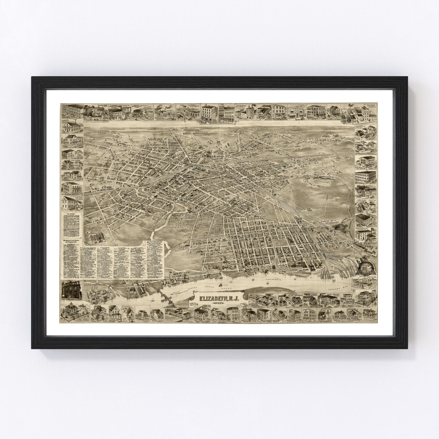 Vintage Map of Elizabeth, New Jersey 1898