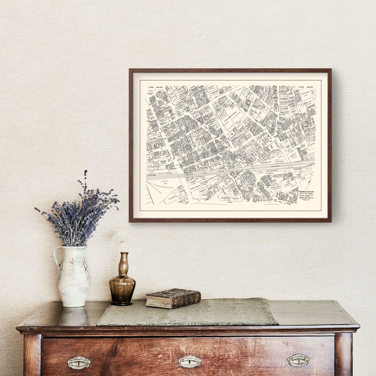 Vintage Map of Lynn, MA Business Section 1946