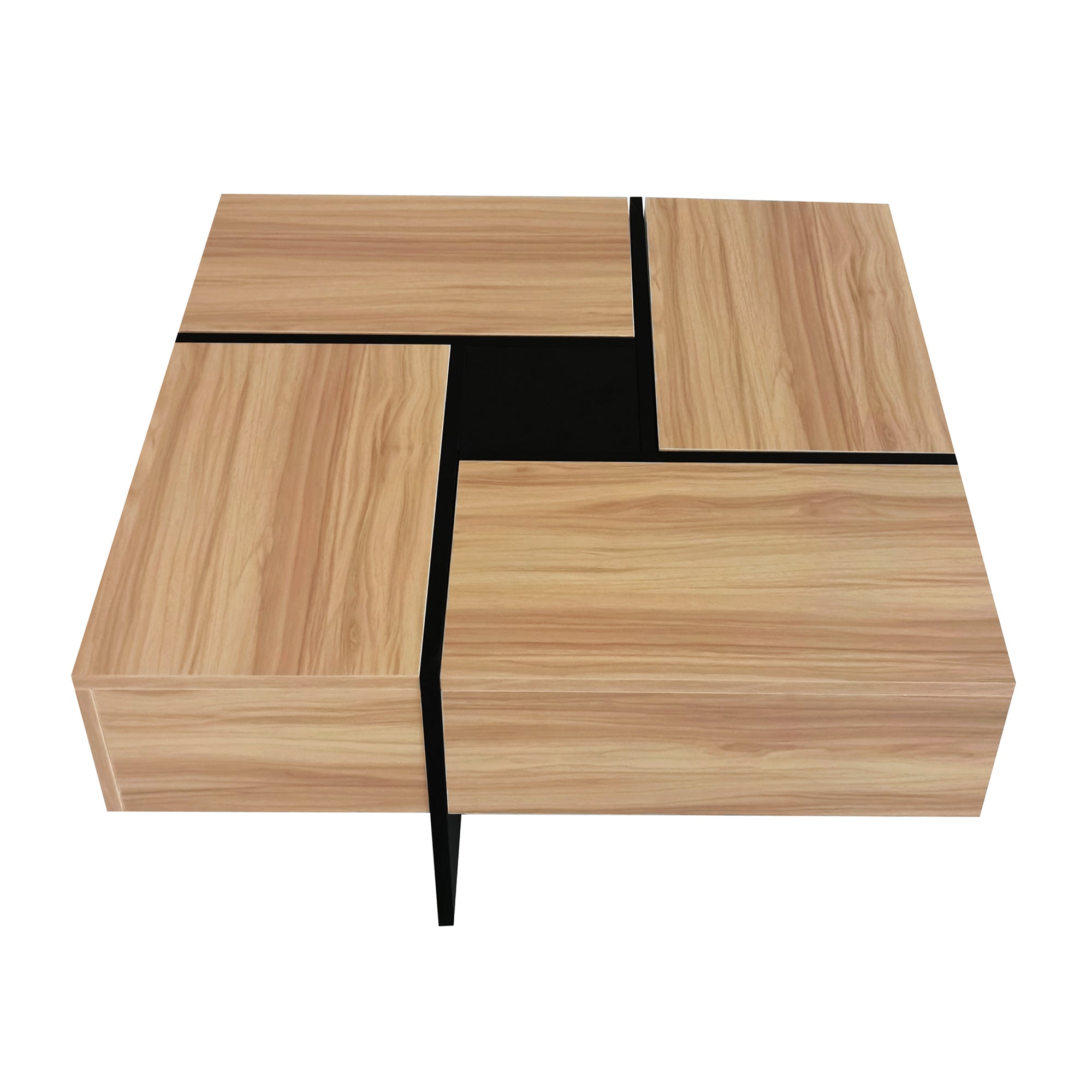 ON-TREND Unique Design Coffee Table with 4 Hidden Storage Compartments, Square Cocktail Table with Extendable Sliding Tabletop, UV High-gloss Design Center Table for Living Room, 31.5'x 31.5'