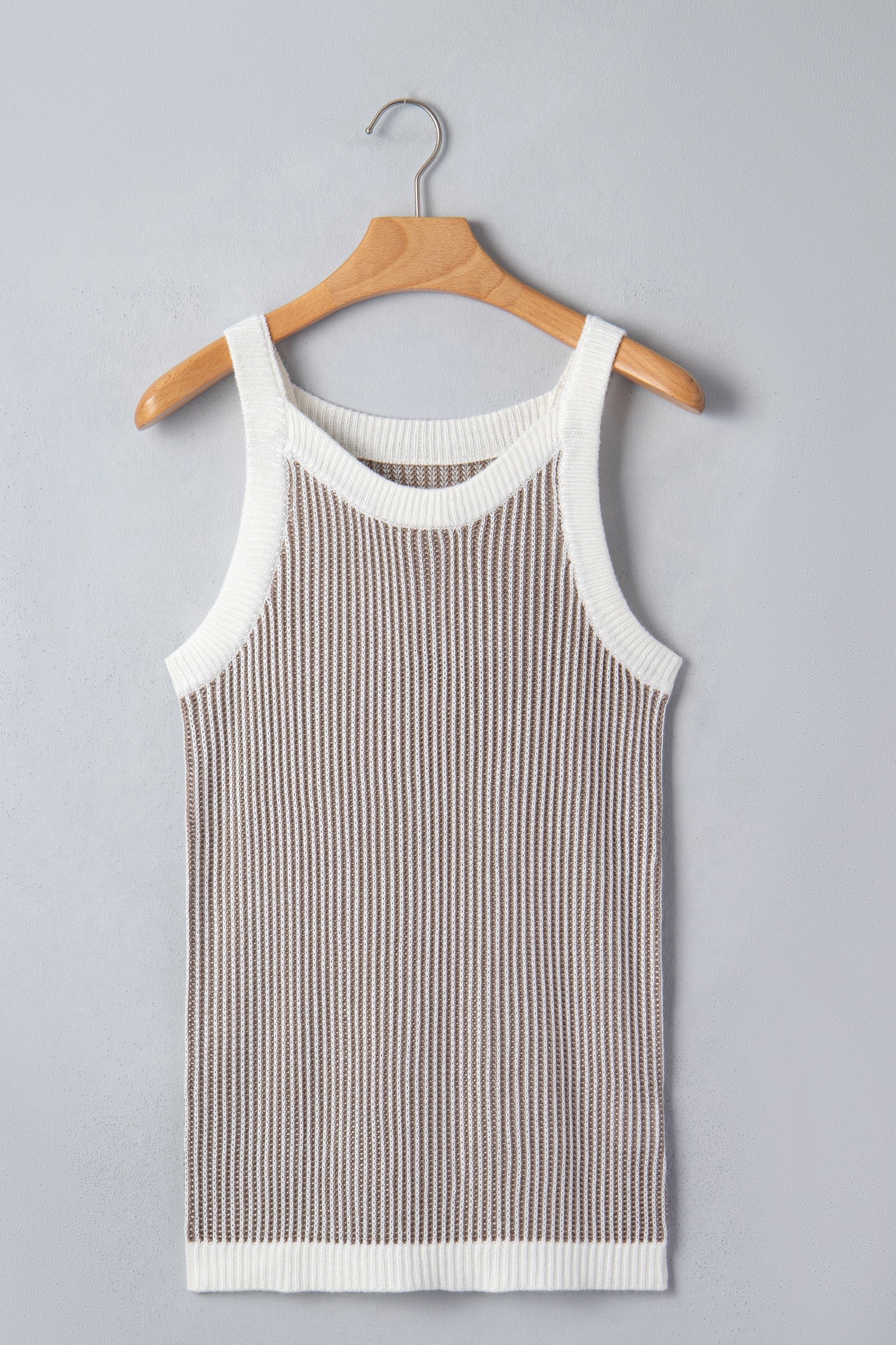 Ribbed Knit Contrast Trim Sweater Tank Top