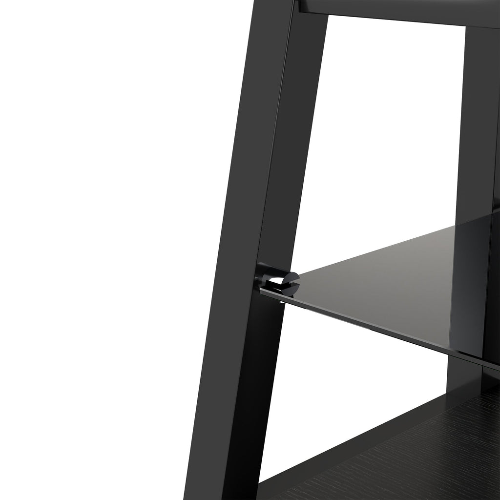 Wooden Storage TV Stand Black Tempered Glass Height Adjustable Universal Swivel Entertainment Center With Mount TV Stand,black