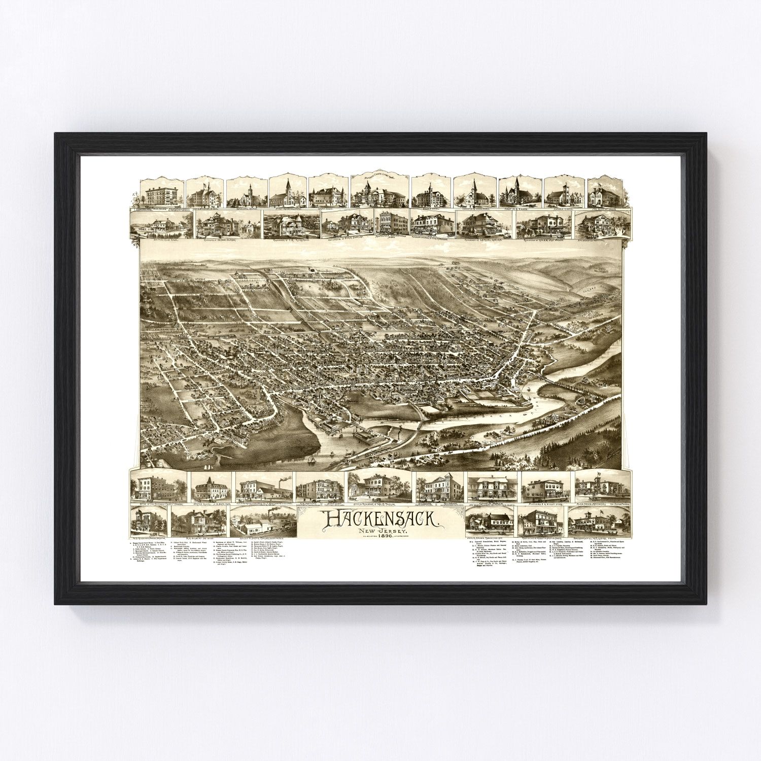 Vintage Map of Hackensack, New Jersey 1896
