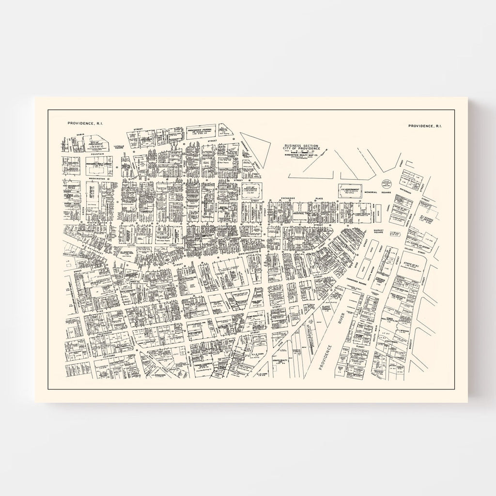 Vintage Map of Providence, RI Business Section 1946