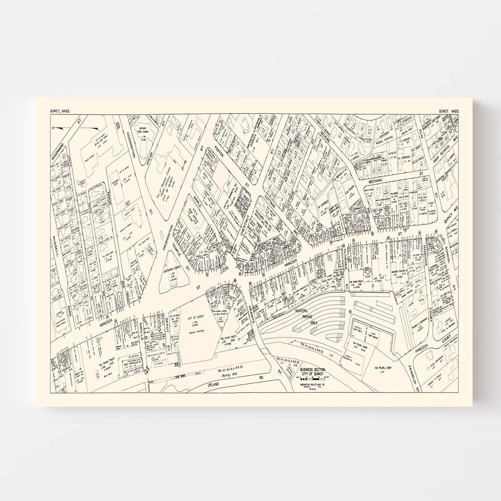 Vintage Map of Quincy, MA Business Section 1946